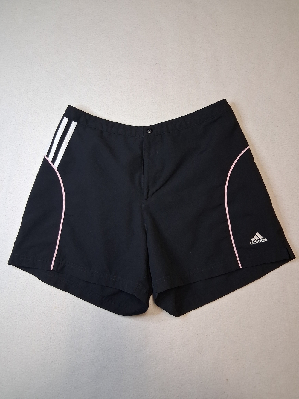 adidas Black Women's Athletic Shorts with Pink Trim